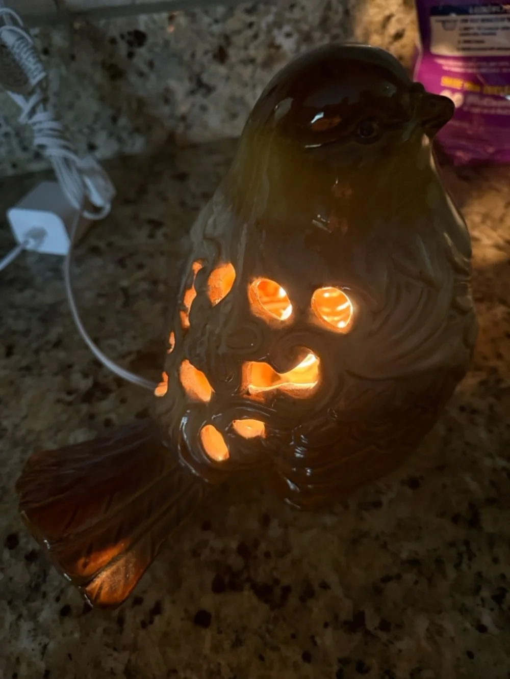Ceramic Brown Bird Decorative Oil Warmer - Brand Unknown